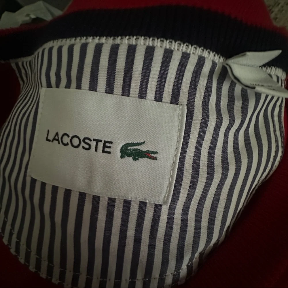 Lacoste Logo V-Neck Red Sweater Mens 4XL - Picture 6 of 6